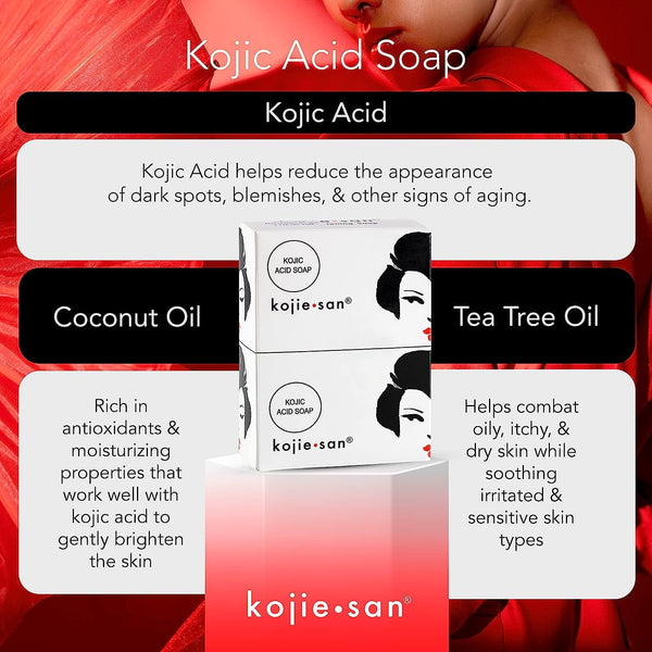 2x65g Kojie San Authenticator Tag Skin Lightening Kojic Acid Soap Skin Brightening