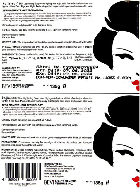 2x65g Kojie San Authenticator Tag Skin Lightening Kojic Acid Soap Skin Brightening