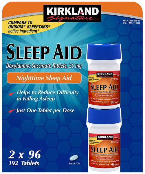 Kirkland Signature Sleep Aid Australia Doxylamine Succinate 25 Mg 96/192/384 tablets Expiry Date 05/2028