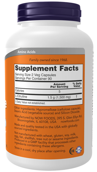 Now Foods L-Citrulline 750 mg Veg Capsules