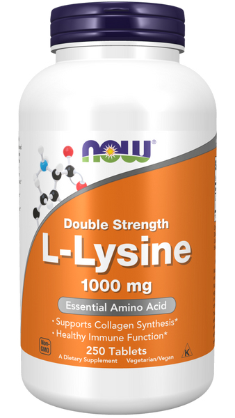 NOW Foods L-Lysine 1000mg 100/250 Tablets Double Strength (Amino Acid)