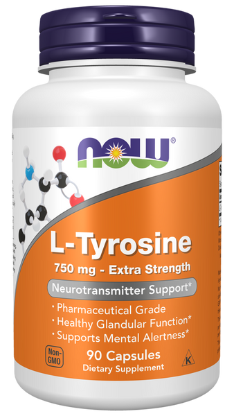 Now Foods L-Tyrosine 750 mg, Extra Strength 90 Veg Capsules