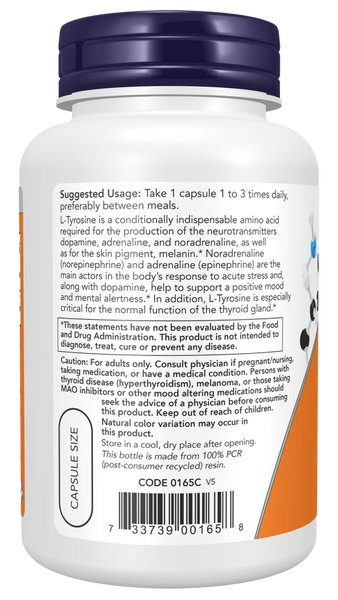 Now Foods L-Tyrosine 750 mg, Extra Strength 90 Veg Capsules