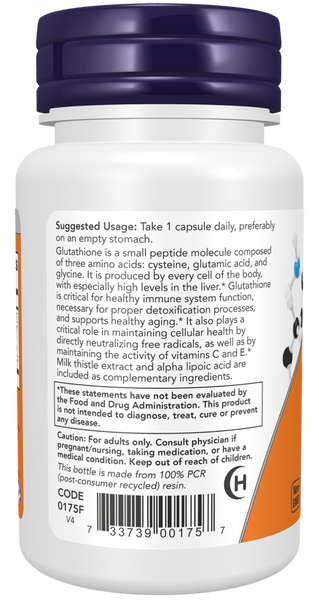 Now Foods Glutathione 500 mg 30 Veg Capsules