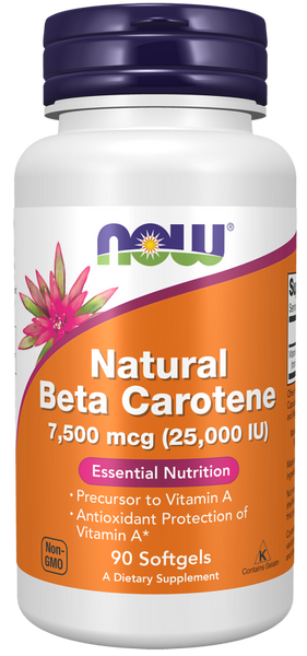 Now Foods Beta Carotene, Natural 7,500 mcg 90 Softgels