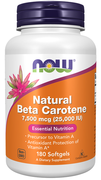 NOW Foods Natural Beta-Carotene 25000 IU 90/180 Softgels (Vitamin A)