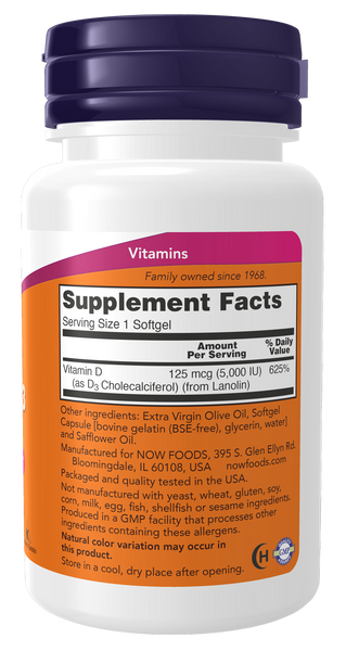 Now Foods Vitamin D3 5000 IU 240 Softgels