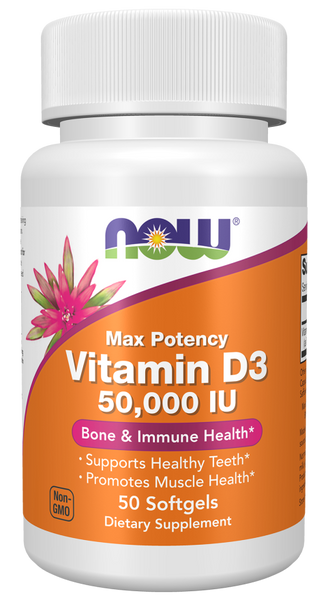 Now Foods Vitamin D3 50,000 IU 50 Softgels