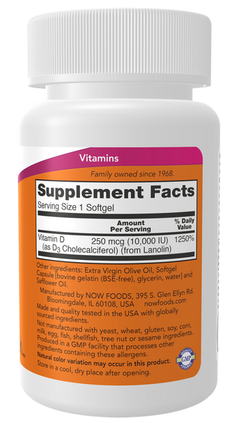 Now Foods Vitamin D3 10,000 IU 240 Softgels