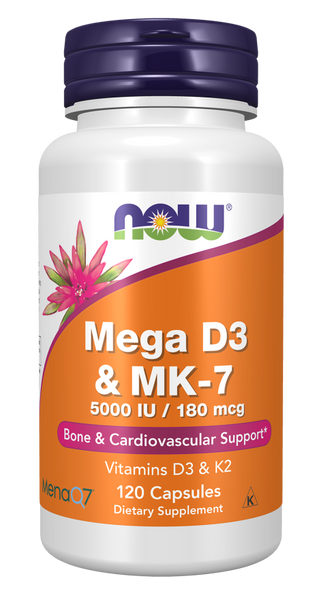 Now Foods Mega D3 & MK-7 5000iu 120 Capsules
