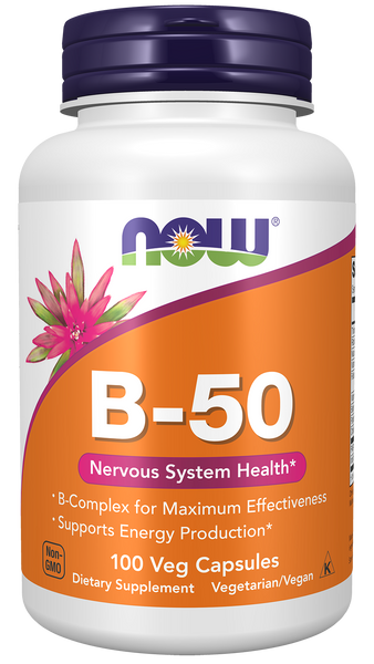 NOW Foods Vitamin B-50 100 Veg Capsules (B-Complex) - front