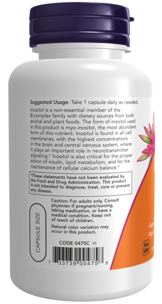 NOW Foods Inositol 500mg 100 Veg Capsules (B-Complex Member)