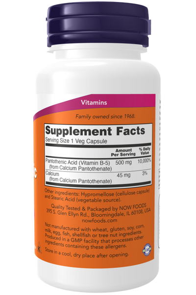 Now Foods Pantothenic Acid 500 mg 100 Veg Capsules