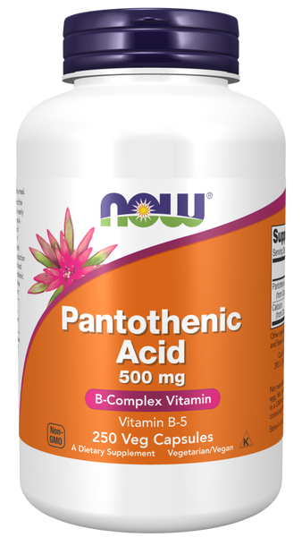 NOW Foods Pantothenic Acid 500mg 100/250 Veg Capsules (Vitamin B-5)
