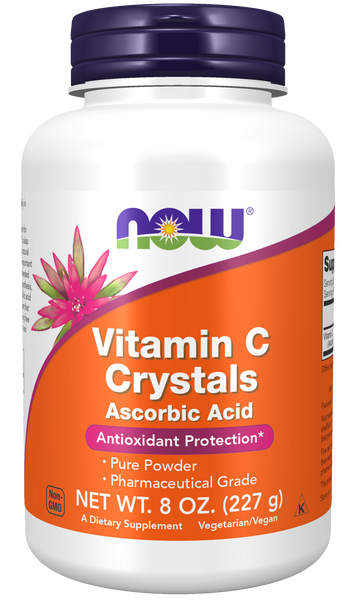 NOW Foods Vitamin C Crystals Powder 8 oz (Pure Ascorbic Acid) - front