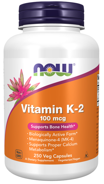 NOW Foods Vitamin K-2 100mcg 100/250 Veg Capsules (MK-4 with Alfalfa)