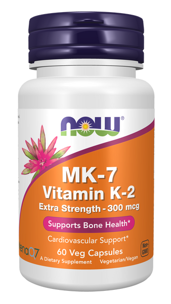 Now Foods MK-7 Vitamin K-2, Extra Strength 300 mcg 60 Veg Capsules
