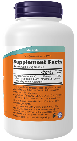 Now Foods Magnesium 400 mg 180 Veg Capsules