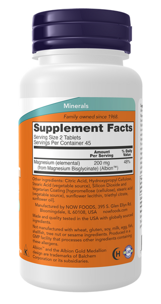 Now Foods Magnesium Glycinate 180 Tablets
