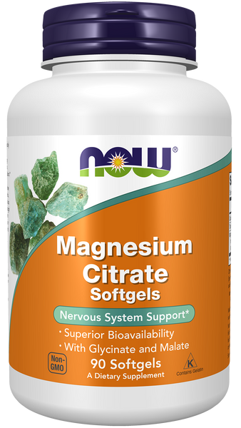 NOW Foods Magnesium Citrate 134mg 90 Softgels (Magnesium Blend) - front