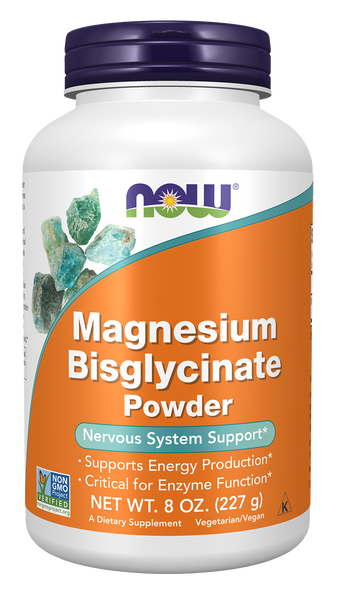 NOW Foods Magnesium Bisglycinate Powder 8 oz (Albion Chelated) - front
