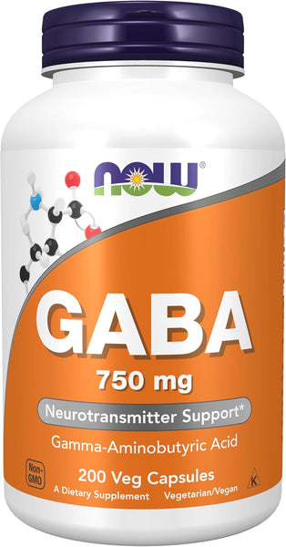 NOW Foods GABA 750 mg 100/200 Veg Capsules