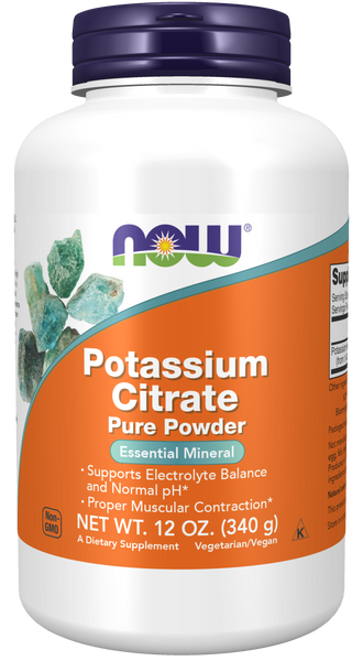 NOW Foods Potassium Citrate Powder 12 oz (340g) - front