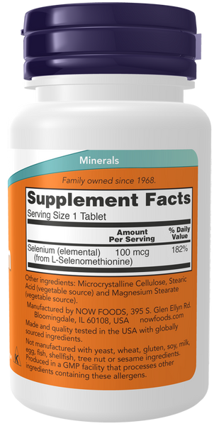 Now Foods Selenium 100 mcg 100 Tablets