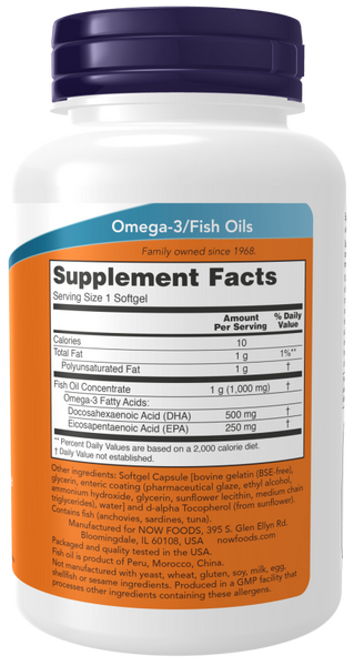 Now Foods DHA-500 Fish Oil, Double Strength 180 Softgels