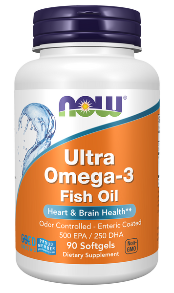 NOW Foods Ultra Omega-3 90 Softgels (500 EPA / 250 DHA Fish Oil) - front