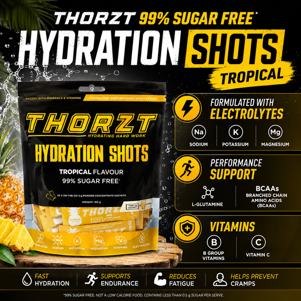 Thorzt 99% Sugar Free Hydration Shots – Tropical | 50 Sachets