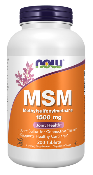NOW Foods MSM 1500mg 200 Tablets (Methylsulphonylmethane) - front