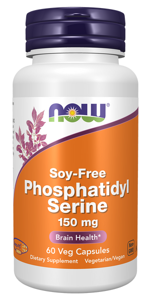 NOW Foods Phosphatidyl Serine 150mg 60 Veg Capsules (Soy-Free, Sharp-PS GREEN) - front