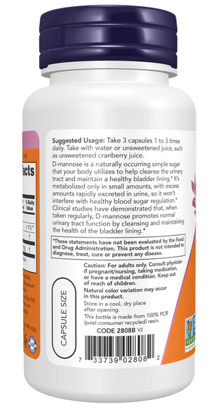 Now Foods D-Mannose Urinary Support 500 mg 120 Veg Capsules