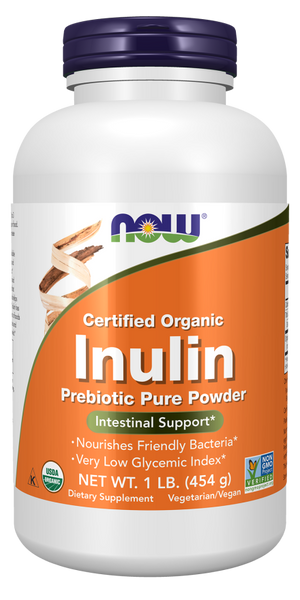NOW Foods Organic Inulin Prebiotic Pure Powder 8 oz / 1 lb (FOS from Blue Agave)