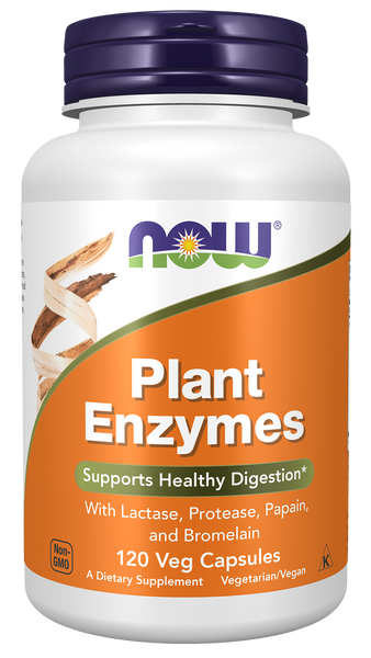 NOW Foods Plant Enzymes 120 Veg Capsules (Multi-Enzyme Blend) - front