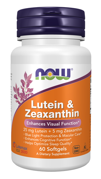 NOW Foods Lutein & Zeaxanthin 60 Softgels (Lutemax 2020) - front