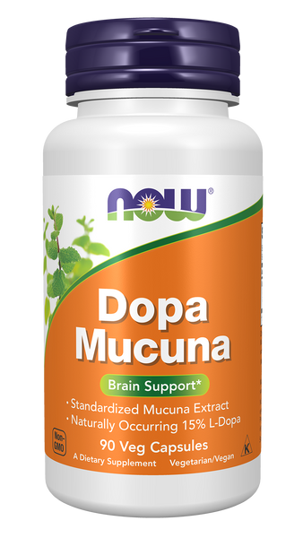 NOW Foods DOPA Mucuna 90 Veg Capsules (Mucuna Extract, L-Dopa) - front