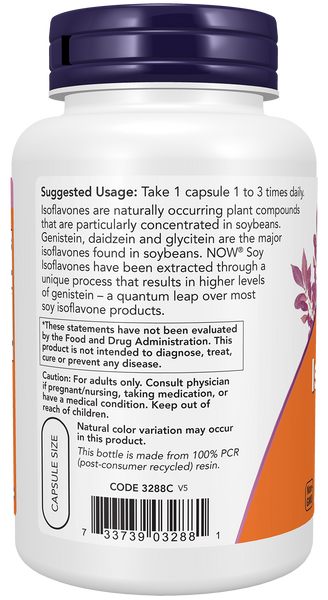 NOW Foods Soy Isoflavones 150mg 120 Veg Capsules (Genistein, Daidzein, Glycitein) - label view 2
