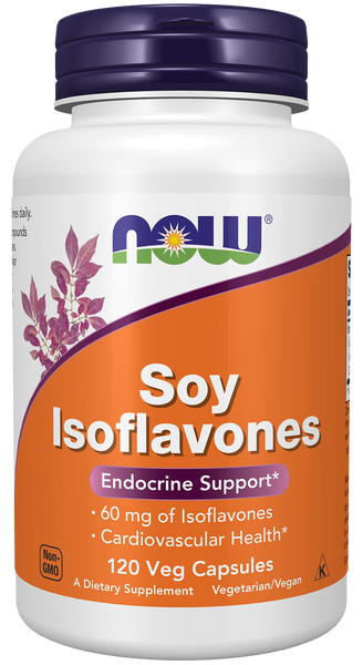 NOW Foods Soy Isoflavones 150mg 120 Veg Capsules (Genistein, Daidzein, Glycitein) - front