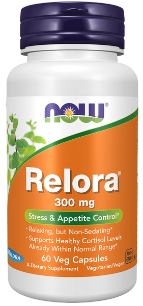 NOW Foods Relora 300mg 60 Veg Capsules (Magnolia + Phellodendron Bark) - front