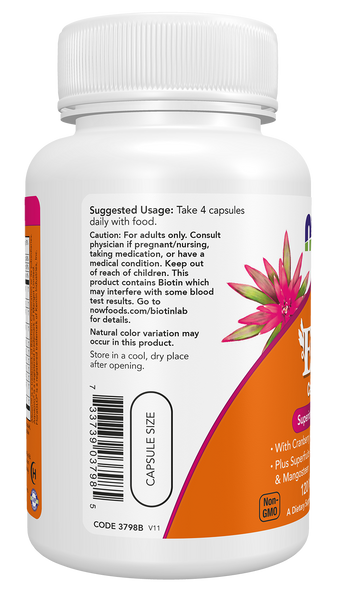 NOW Foods Eve Women's Multivitamin 120 Veg Capsules (with Cranberry, Botanicals & Trace Minerals) - label view 2