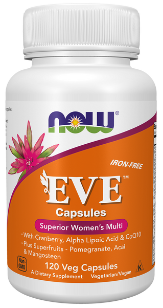 NOW Foods Eve Women's Multivitamin 120 Veg Capsules (with Cranberry, Botanicals & Trace Minerals) - front