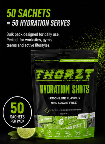 Thorzt Sugar Free Hydration Drink Solo Shots – Lemon Lime | 50 Sachets
