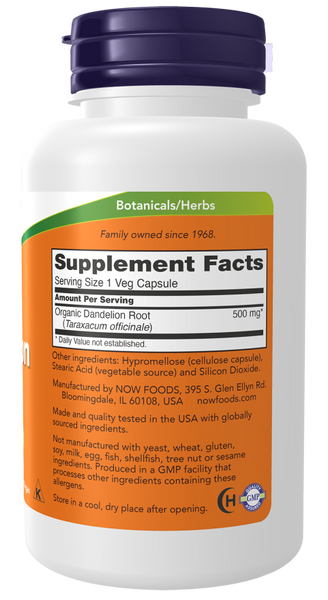 Now Foods Dandelion Root 500 mg 100 Veg Capsules