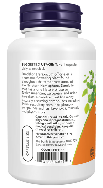 Now Foods Dandelion Root 500 mg 100 Veg Capsules