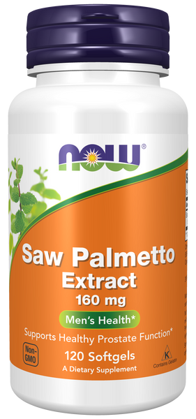NOW Foods Saw Palmetto 160mg 120 Softgels (Serenoa repens, 85% Fatty Acids) - front