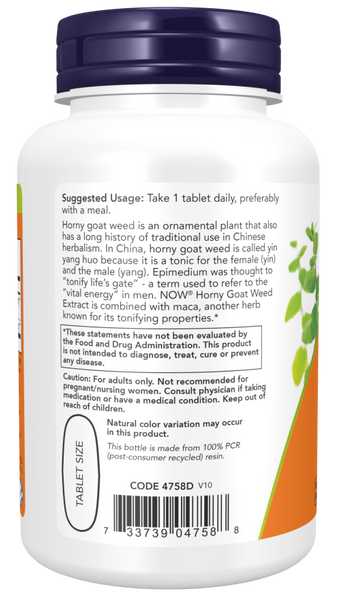 Now Foods Horny Goat Weed Extract 750 mg 90 Tablets