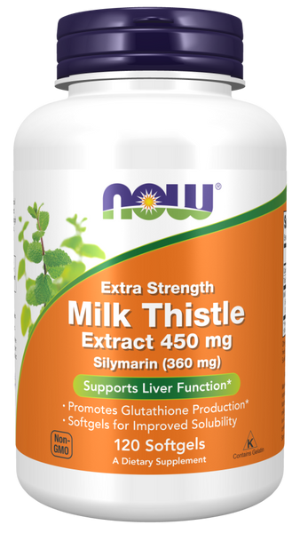 Now Foods Milk Thistle Extract, Extra Strength 450 mg 120 Softgels