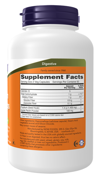 Now Foods Psyllium Husk 700 mg with Apple Pectin 360 Veg Capsules